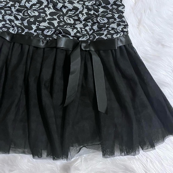 Byer Wear - Vintage Black & White Drop Waist Formal Midi/Mini Dress - Picture 8 of 8